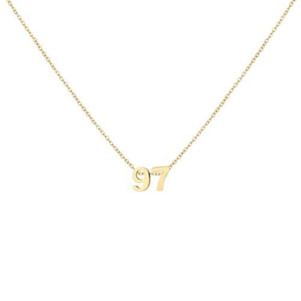 9340 18K Gold Plated Number 97 Necklace Dainty Pendant Chain Necklace